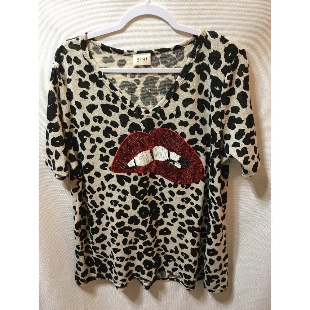 BIB! Boutique Shirt NWOT Sequined Front Size XL